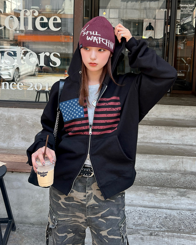 アメリカ国旗ジップパーカー