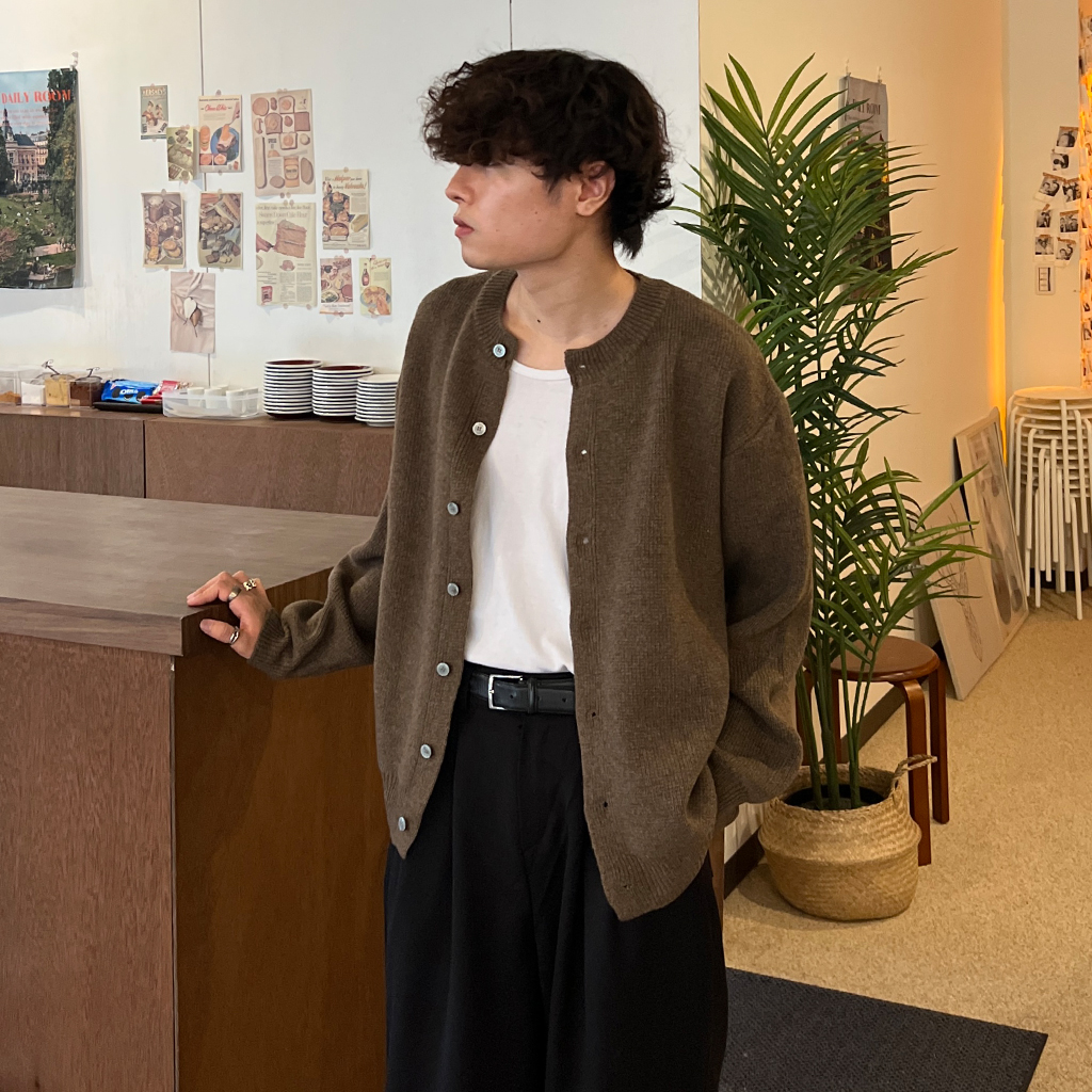 LEONARD✨トリム　ウールジャケット　毛　カーディガン　ベージュブラウン LEONARD✨トリム ウールジャケット 毛 カーディガン ベージュ