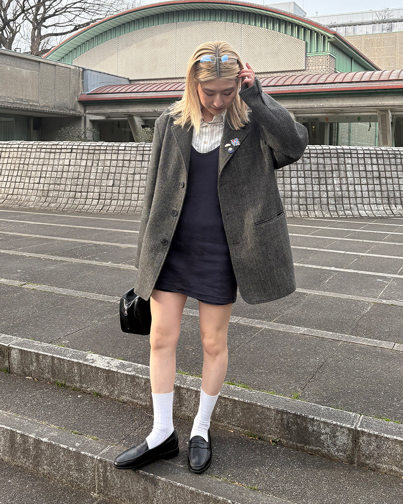 ヘリンボーンシングルブレザー ユニセックス）ヘリンボーンシングルブレザー | ファッション