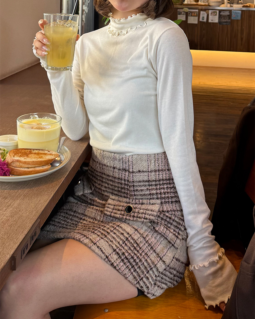 ナップツイードチェックベスト＆ミニスカートセットアップ