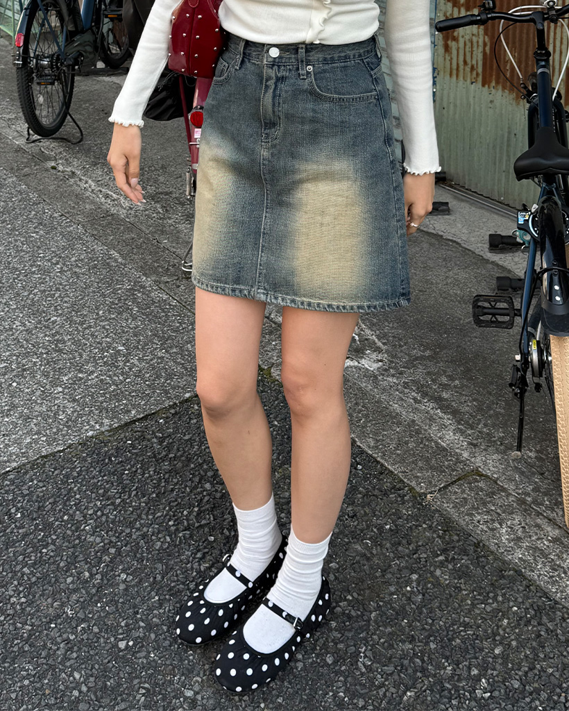 Aラインデニムミニスカート