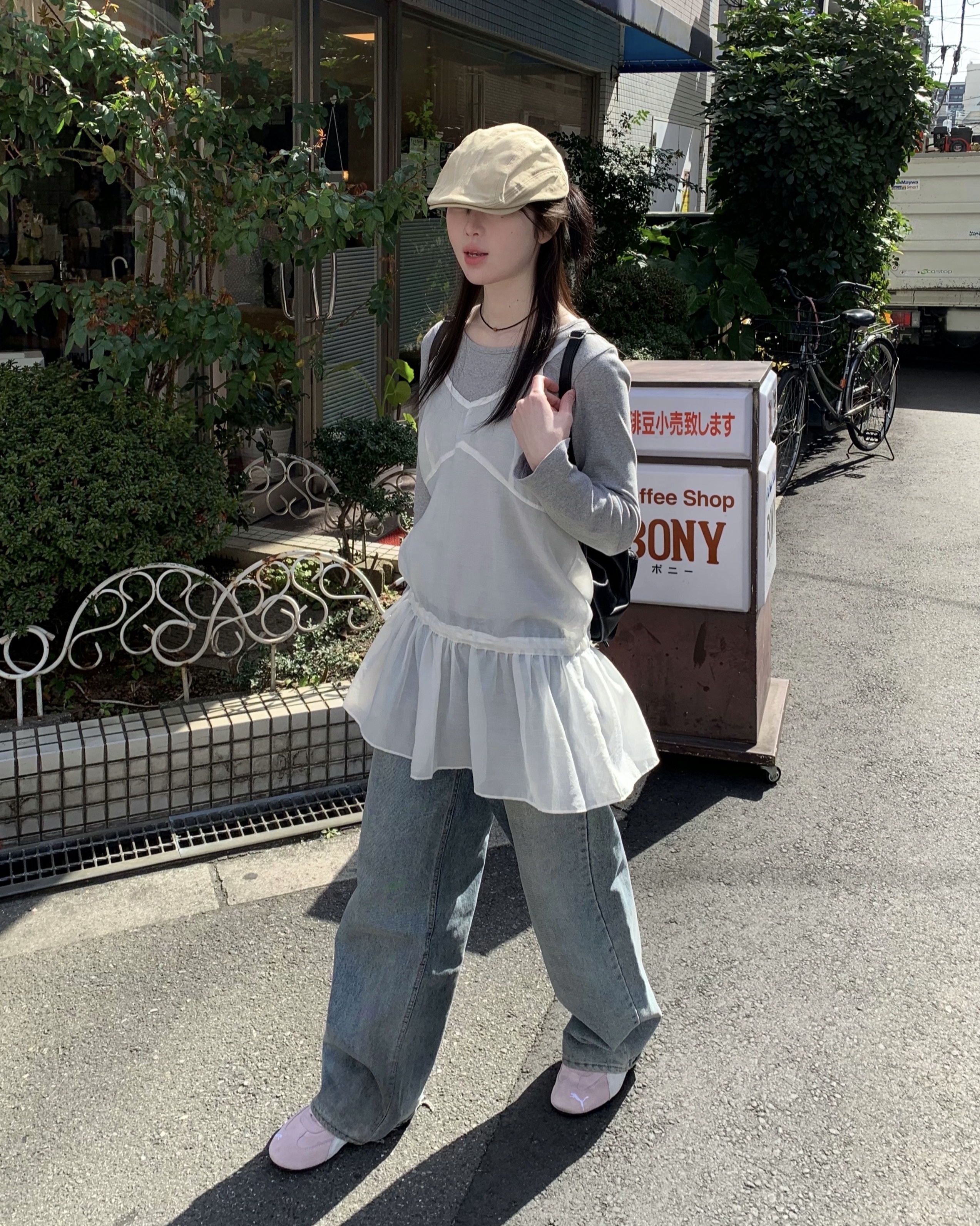 シースルーキャミシャーリングワンピース