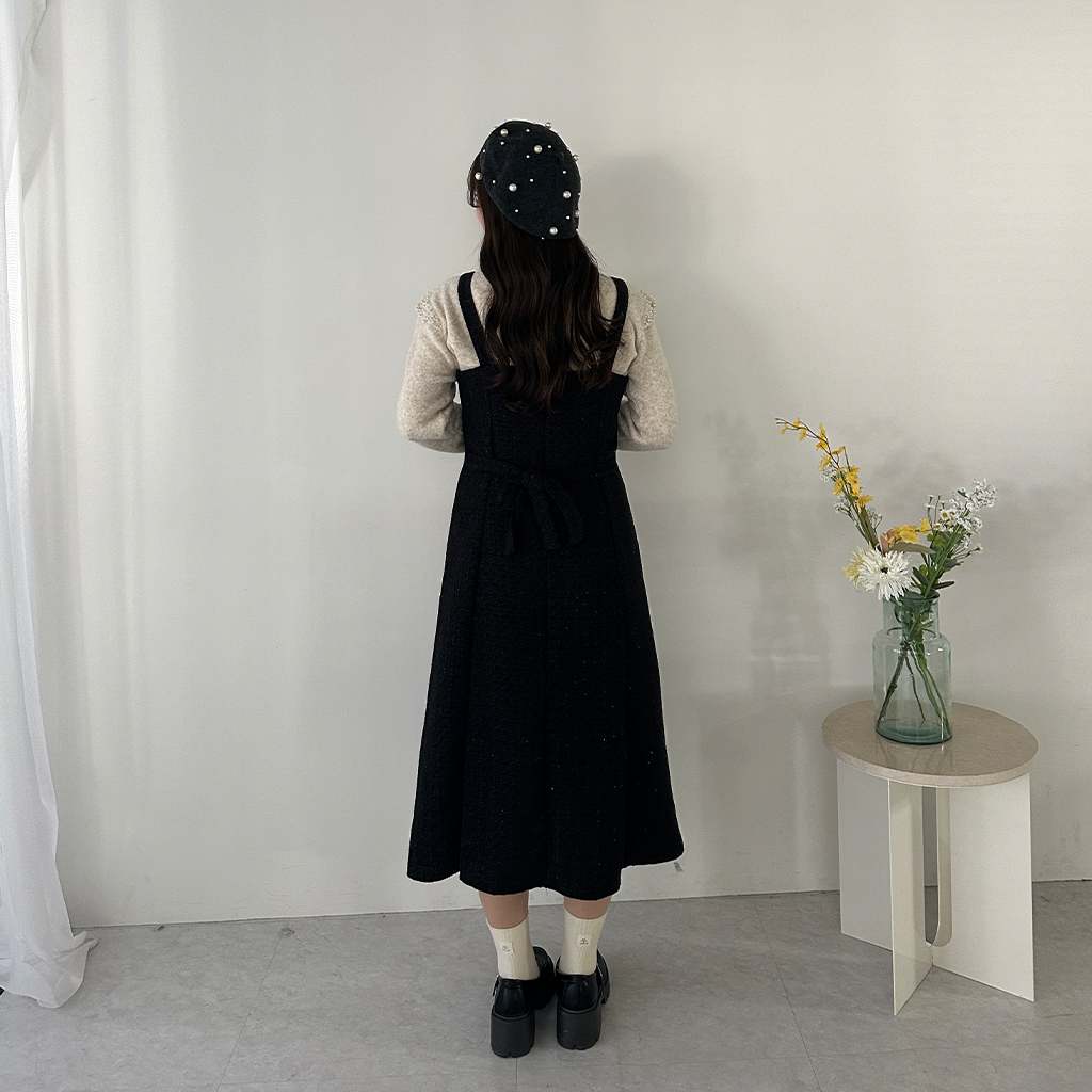 ツイードリボンノースリーブワンピース | ファッション通販サイト NUGU