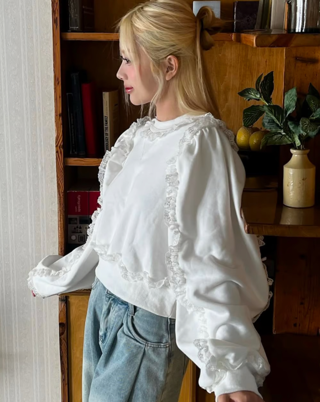 Treat ürself lace frill cotton sweat lace frill cotton sweat | ファッション通販サイト NUGU