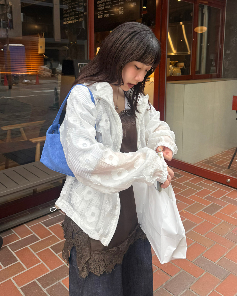 フラワーパッチジャガードシアーウィンドブレーカー