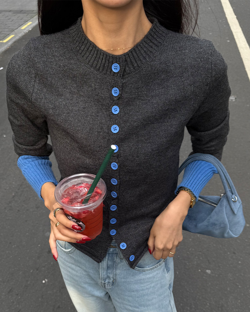 【新品同様】ダイアグラム　バイカラークロップドカーディガン　スタッズ　チェック JIGGYS SHOP カーディガン メンズ トップス ニットカーディガン