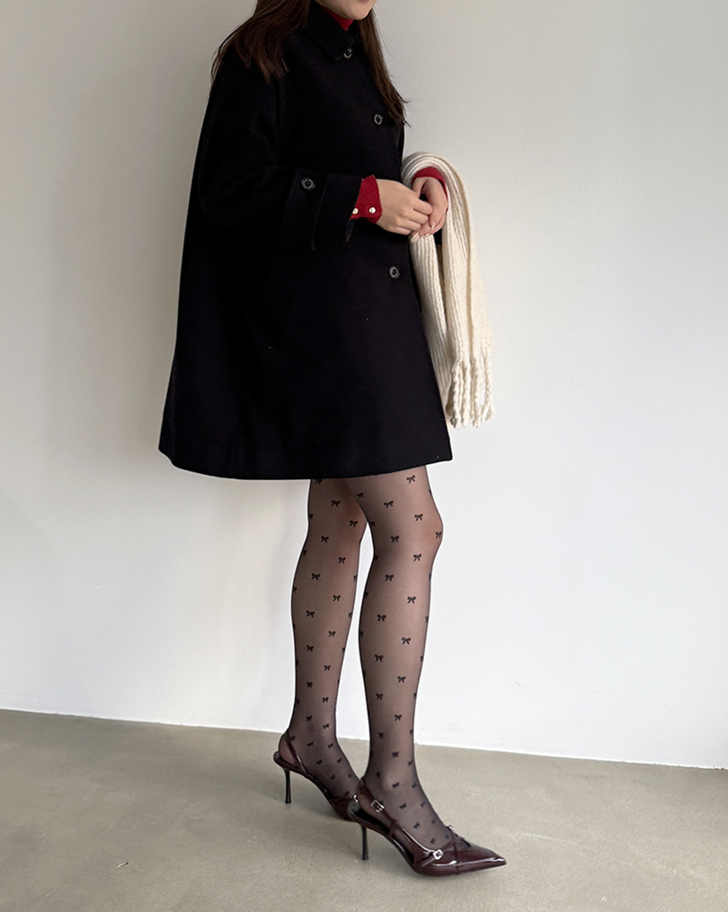 クリアーリボン柄ストッキング