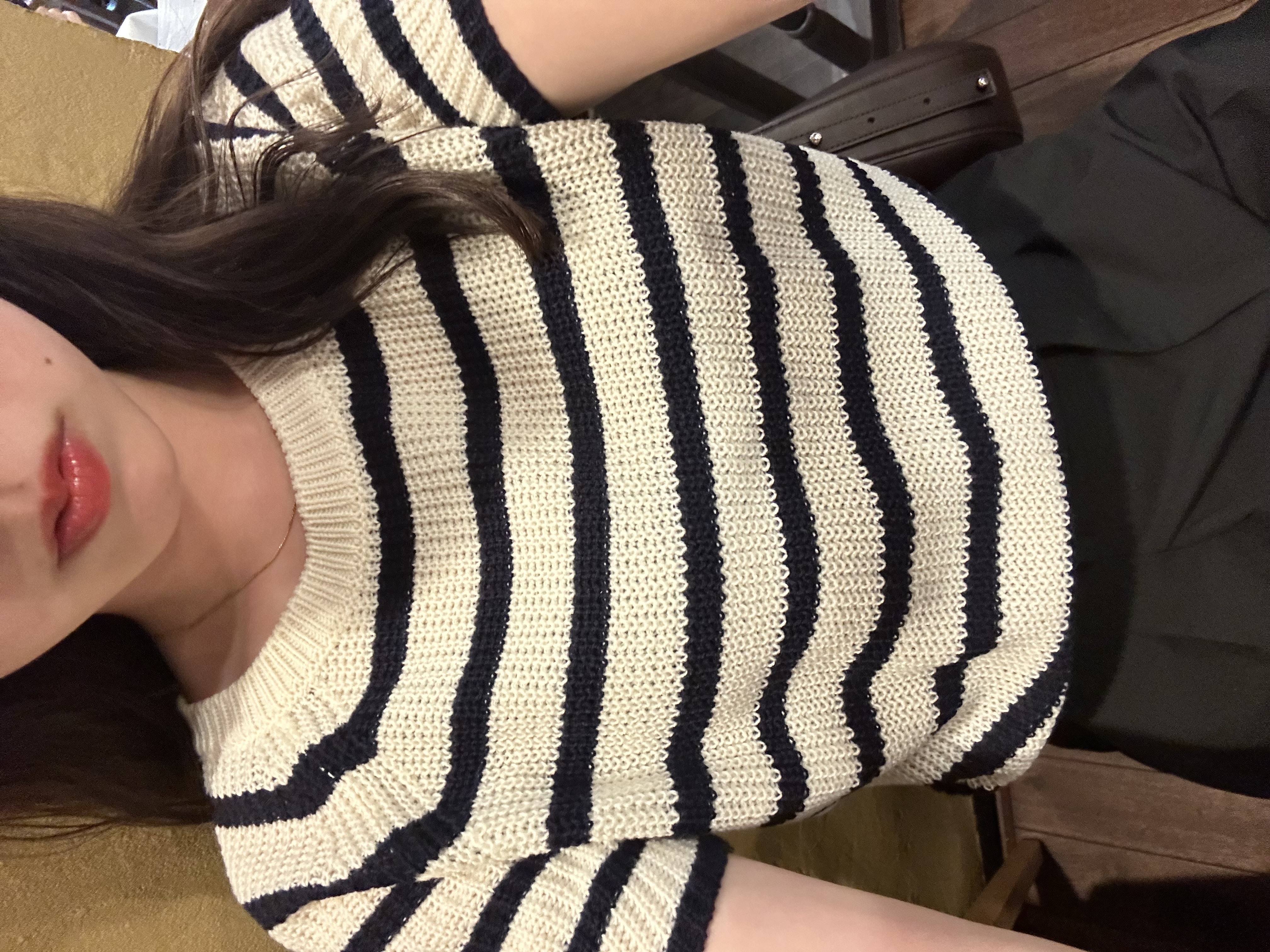 ボーダー半袖ニットトップス | ファッション通販サイト NUGU