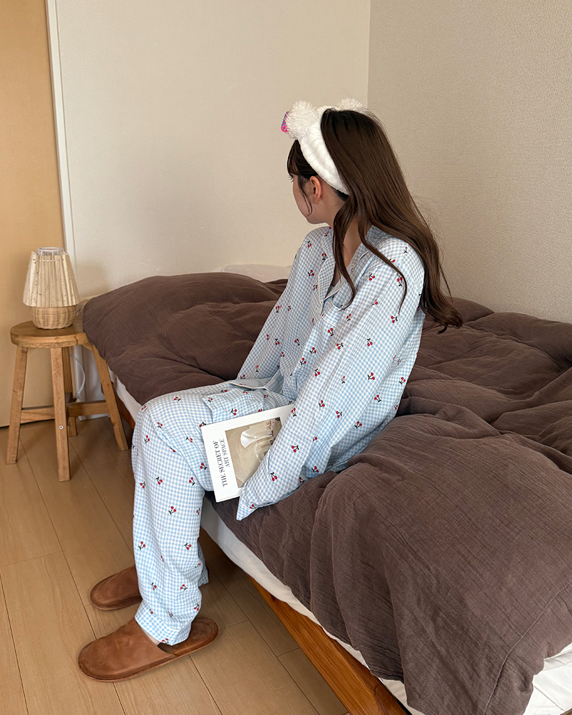 チェリーギンガムチェックパジャマセット | ファッション通販サイト NUGU