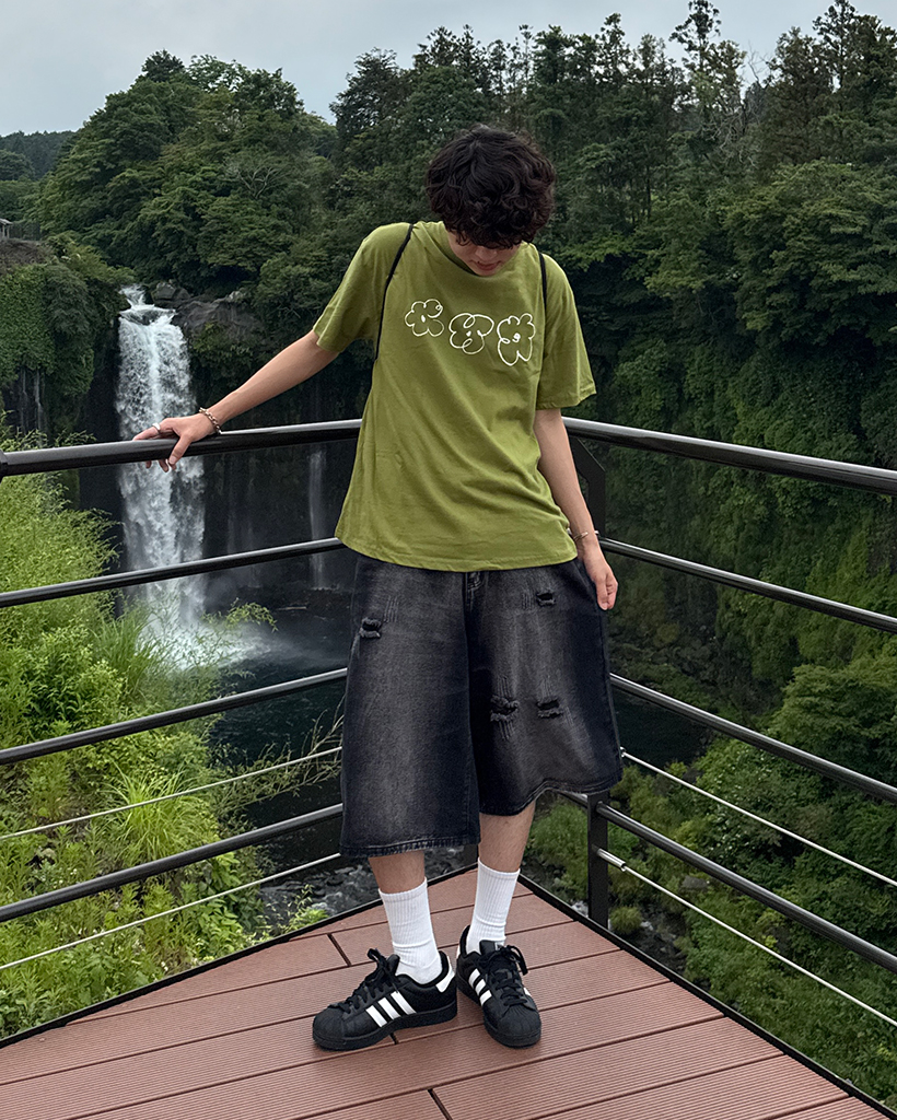 ユニセックス）ダメージバミューダデニムパンツ | ファッション通販