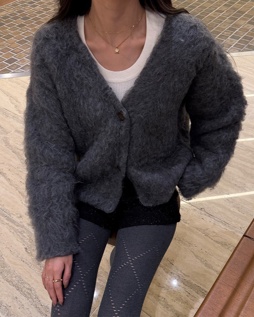 ファーVネックカーディガン
