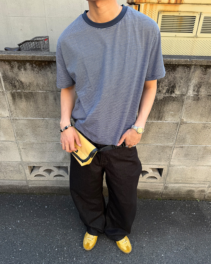 （ユニセックス）ボーダーラウンド半袖Tシャツ