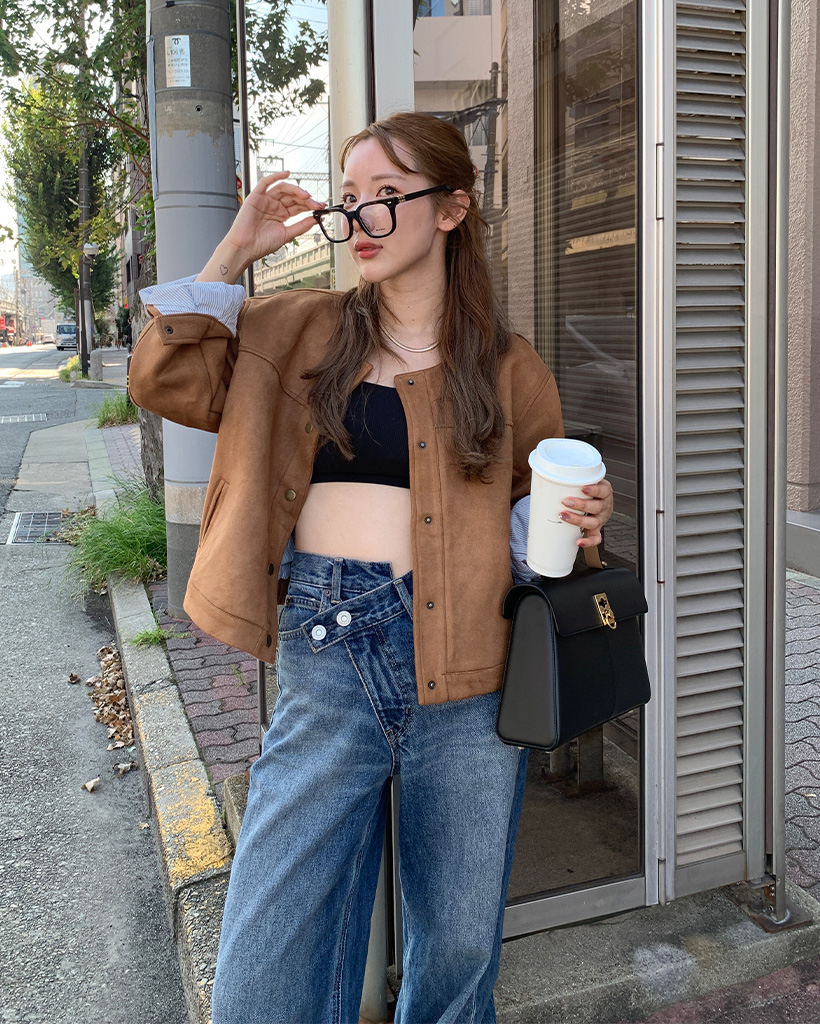 スエードラウンドネックジャケット