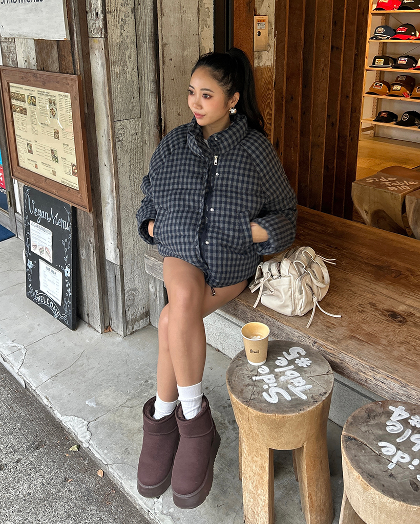 ギンガムチェックフェイクダウンジャケット | ファッション通販サイト NUGU