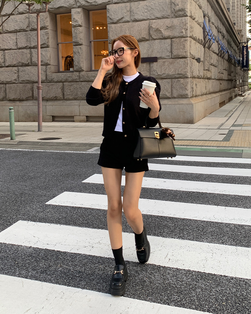 ゴールドボタンパフカーディガン | ファッション通販サイト NUGU