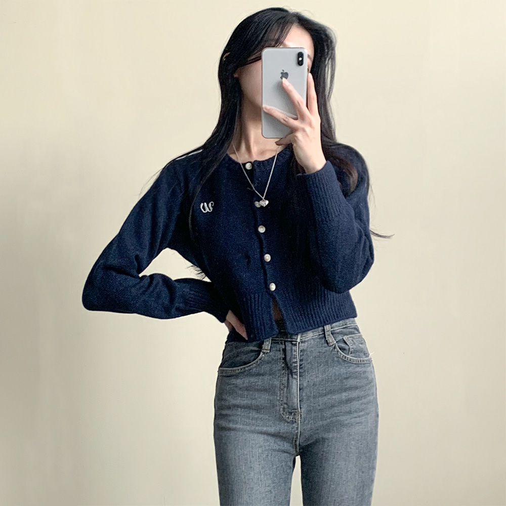 5color] ラウンドネッククロップドニットカーディガン | ファッション