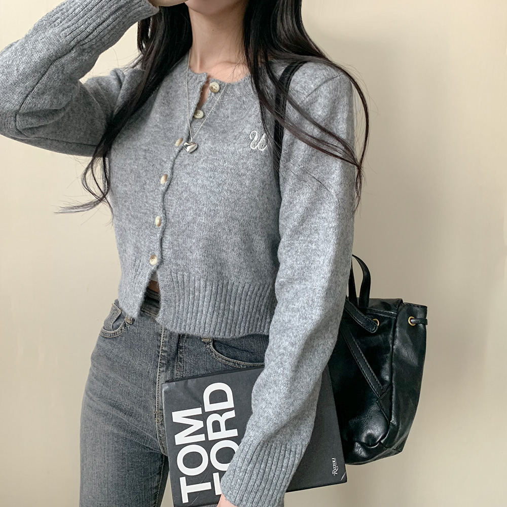 5color] ラウンドネッククロップドニットカーディガン | ファッション