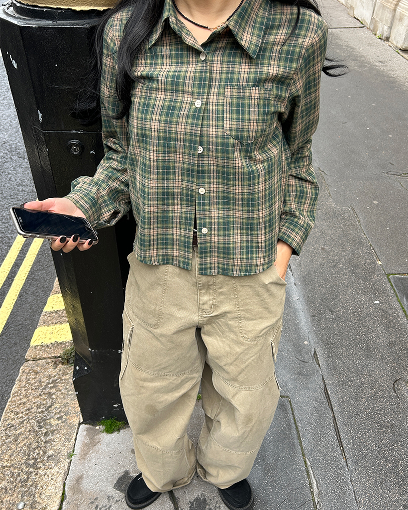 【美品】Clip.tab タータンチェック リネン 半袖シャツ studio CLIP（スタディオクリップ）の「ギンガムコットンリネン