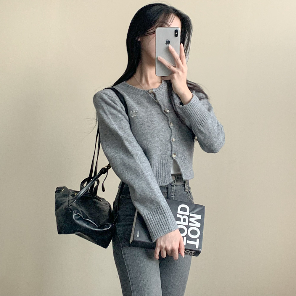 5color] ラウンドネッククロップドニットカーディガン | ファッション