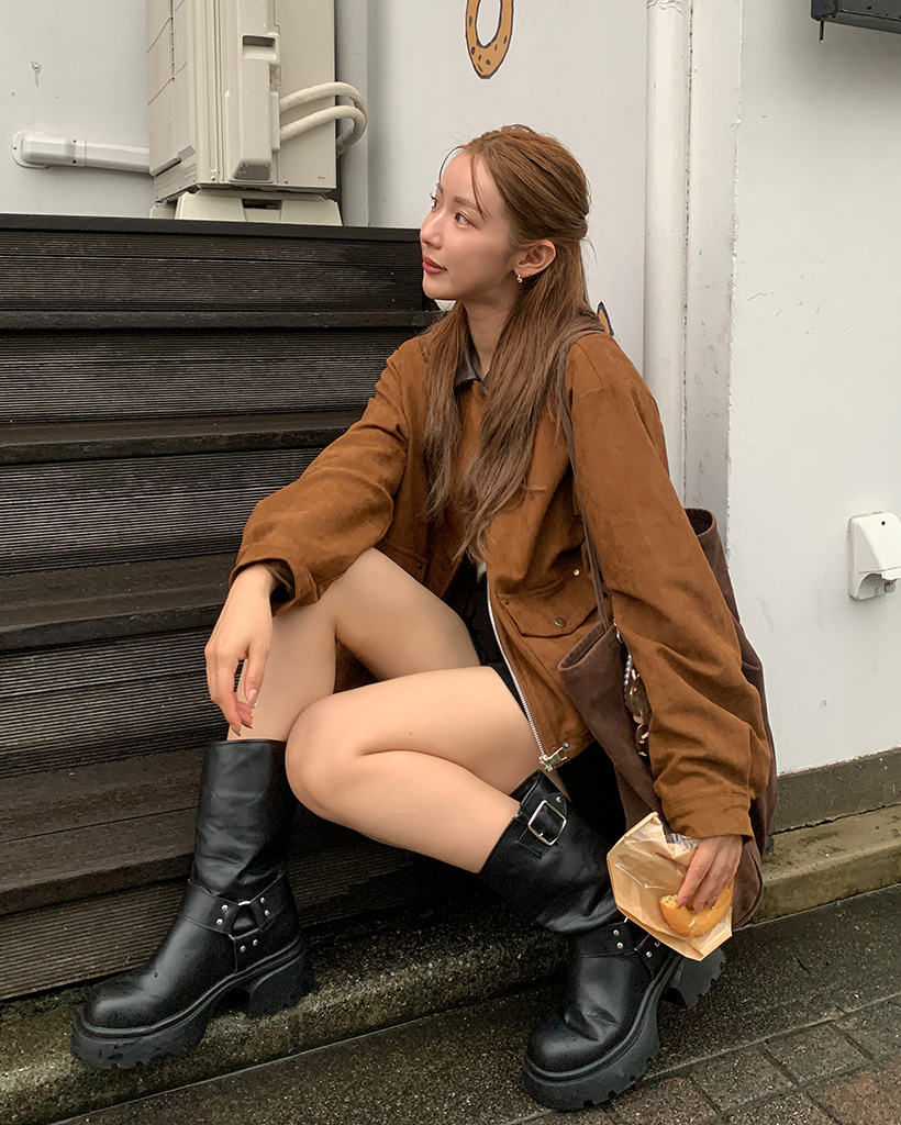 【Luise】エアロレザー スエードジャケット ゴールデンイエロー 36 Luise様専用】エアロレザー スエードジャケット ゴールデン