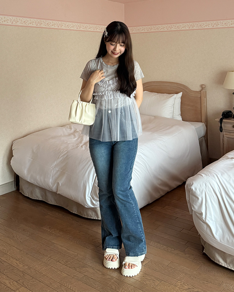 nuguプラットフォームスリッパ Color: Ivory ベルクロプラットフォームサンダル | ファッション通販サイト NUGU