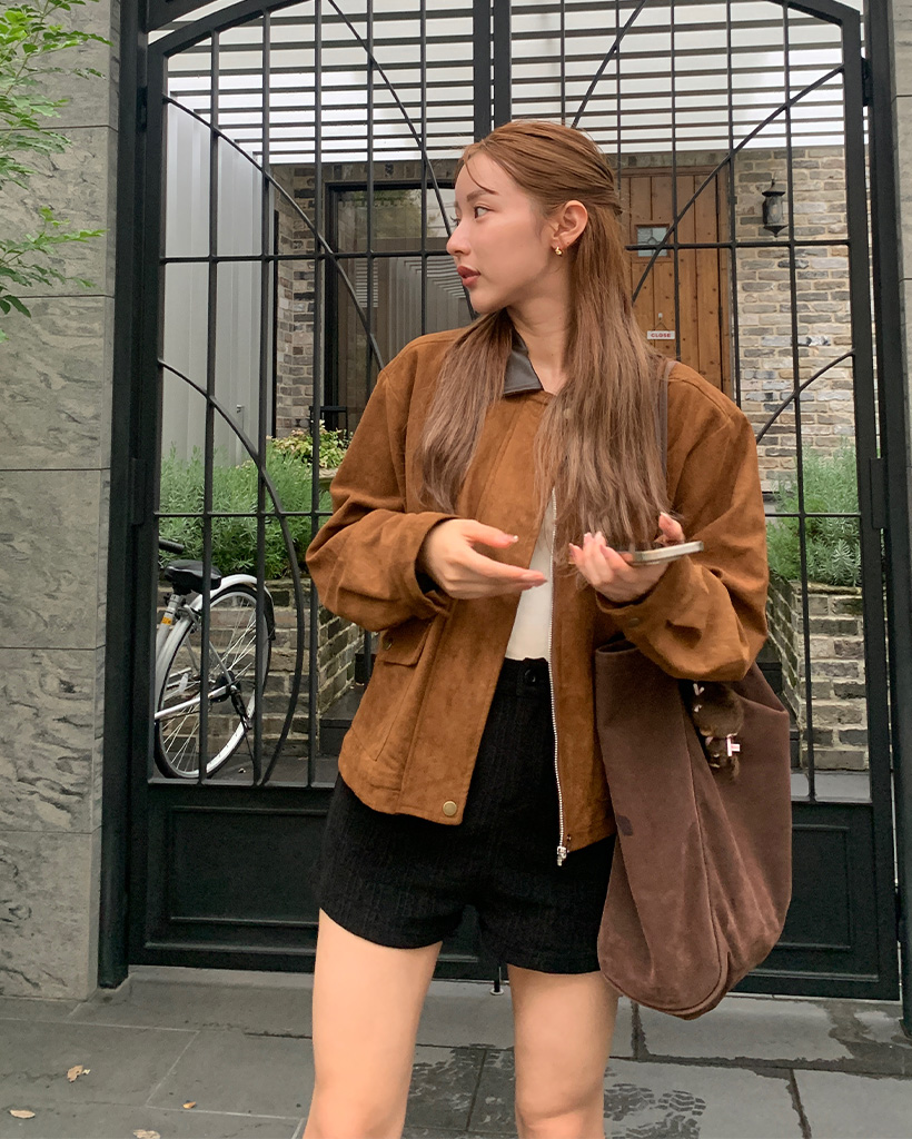 レザーカラーポイントスエードジャケット | ファッション通販