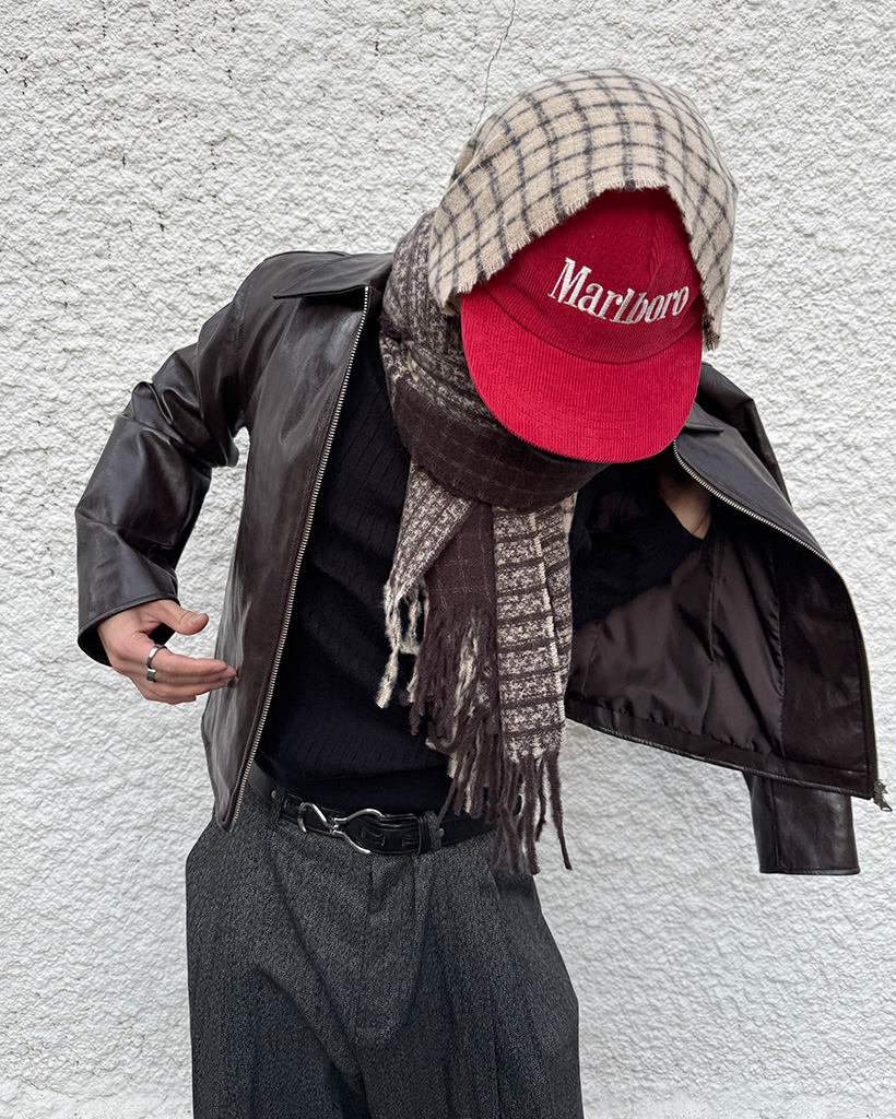 グリッドチェックマフラー