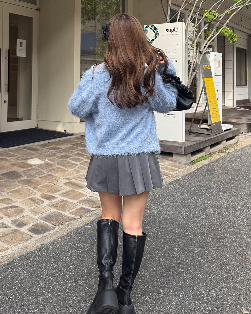 シャギーVネッククロップドカーディガン | ファッション通販サイト NUGU