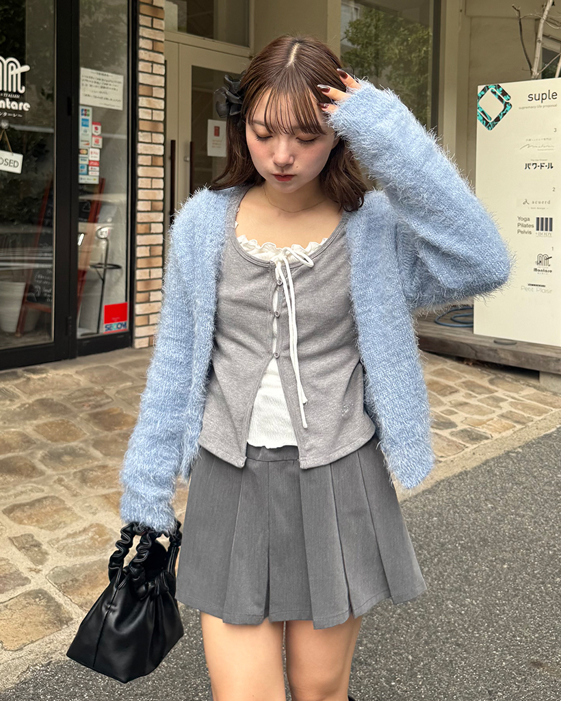 シャギーVネッククロップドカーディガン | ファッション通販サイト NUGU