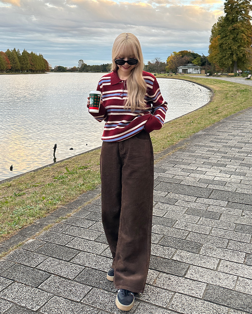 コーデュロイセミブーツカットパンツ