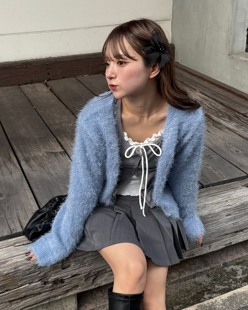 シャギーVネッククロップドカーディガン | ファッション通販サイト NUGU