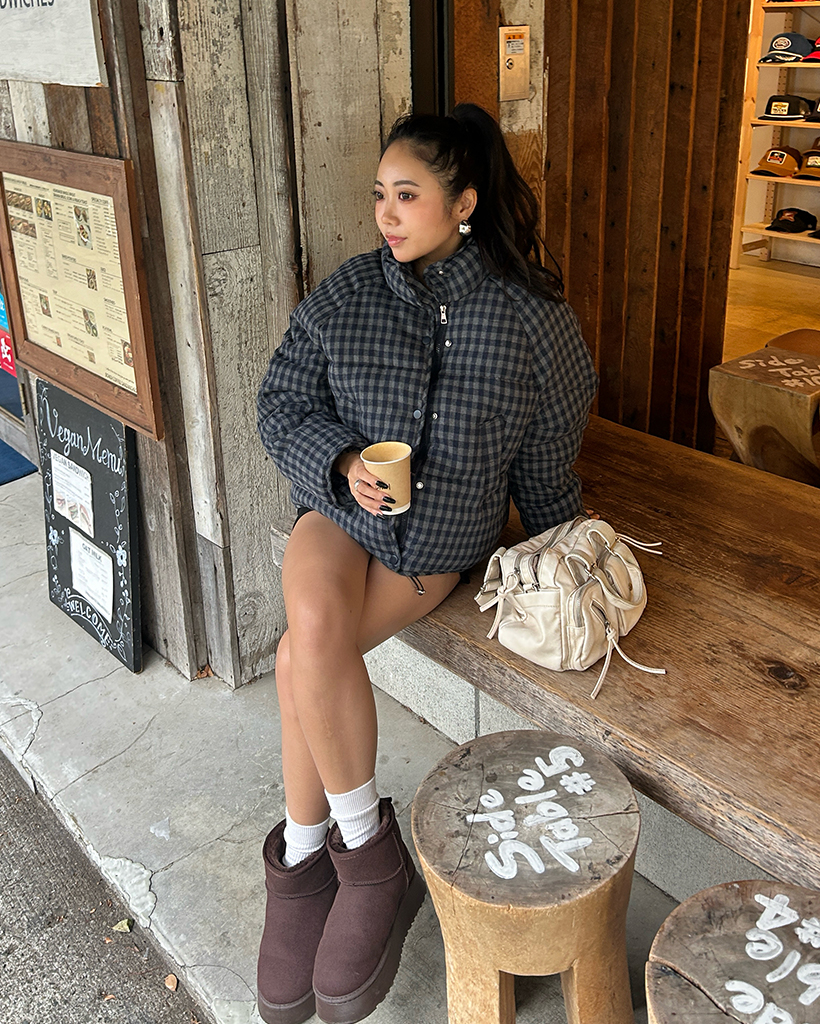 2023年 美品 ギンガムチェック ラバーネーム使いダウンジャケット① 2023年 美品 ギンガムチェック ラバーネーム使いダウンジャケット①