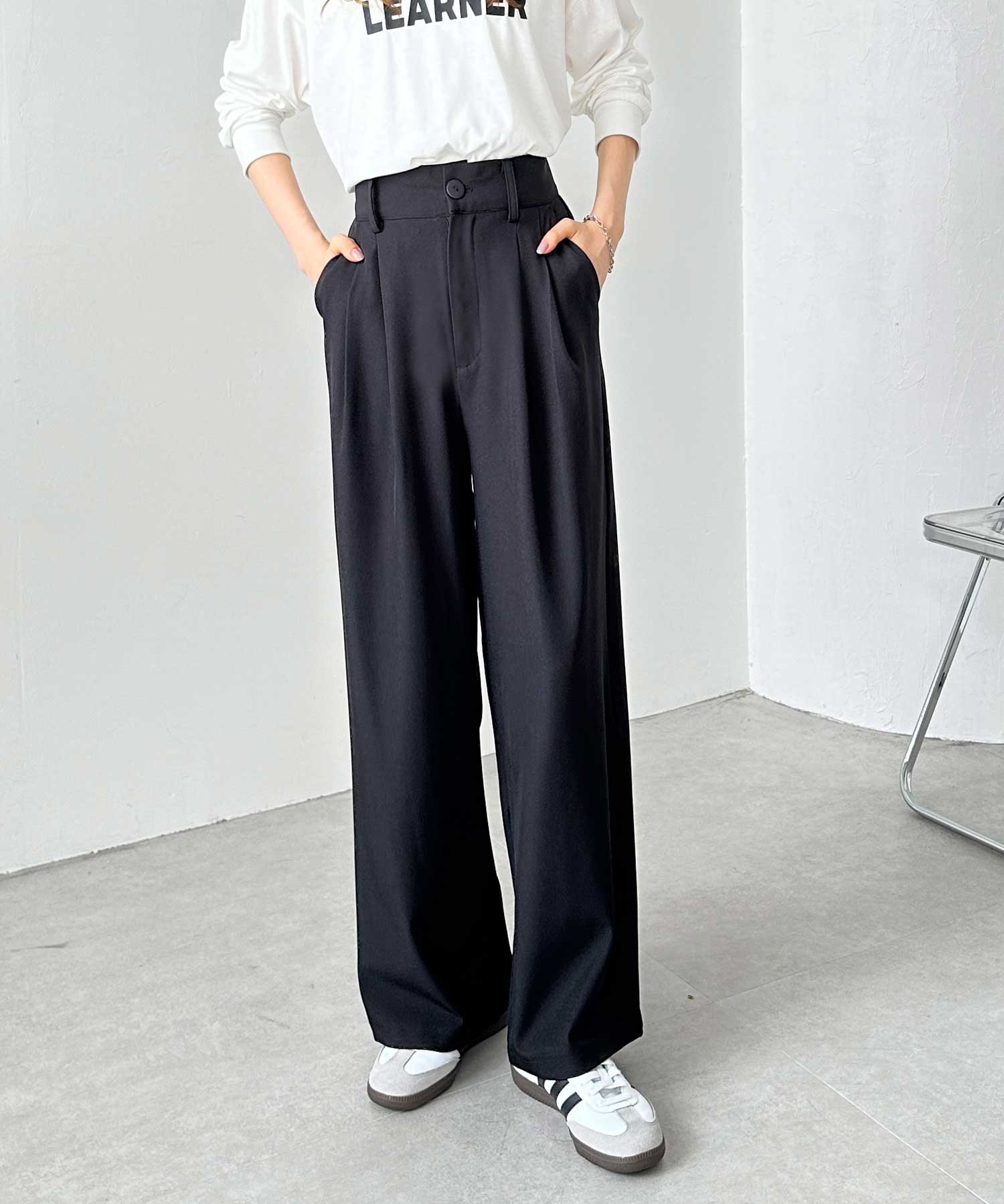 DABUWAWAキュート ハイウエスト ニット ロング ワイドパンツ DABUWAWA 上品 キュート ハイウエスト ロング ワイドパンツ