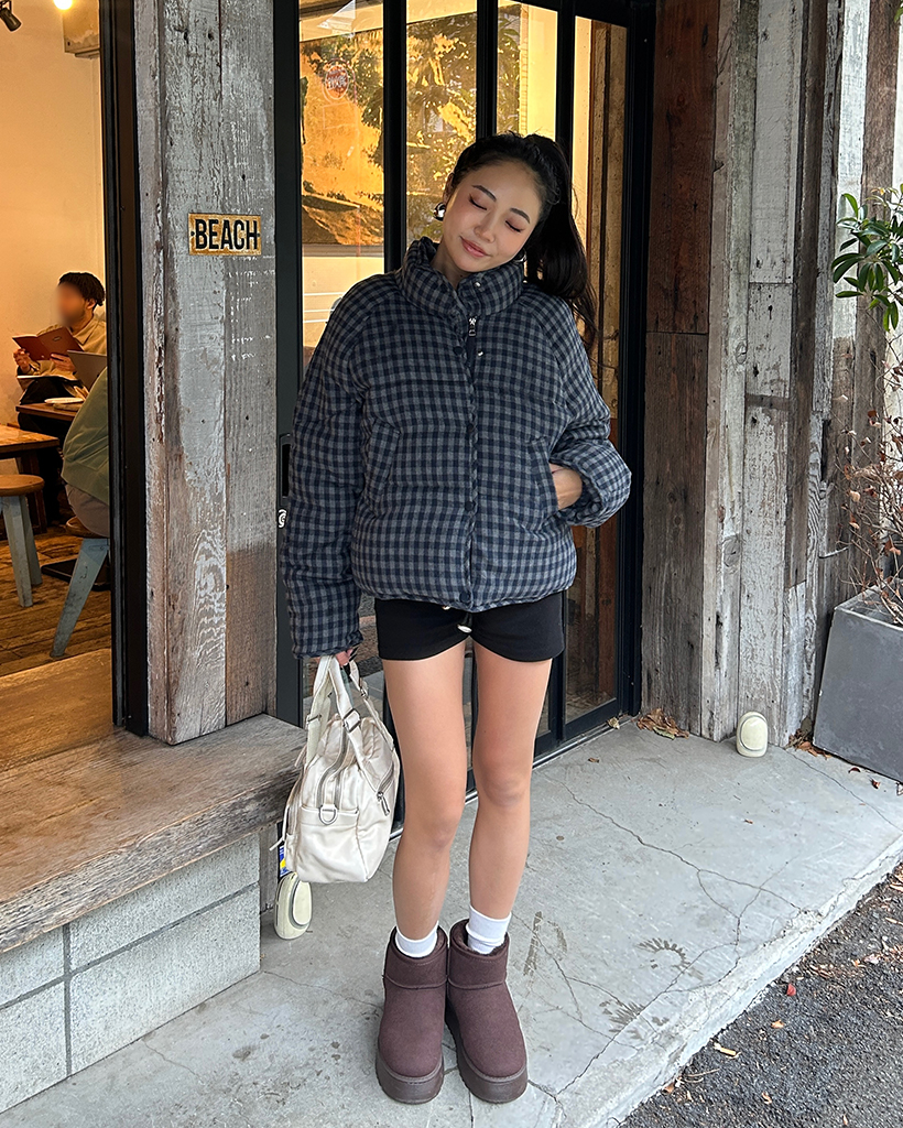 ギンガムチェックフェイクダウンジャケット | ファッション通販サイト NUGU