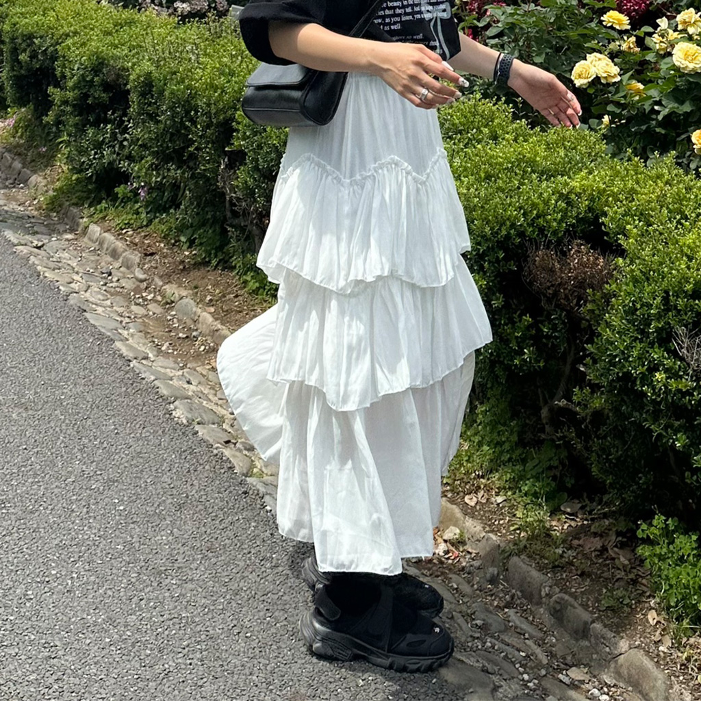 フリルティアードロングスカート | ファッション通販サイト NUGU