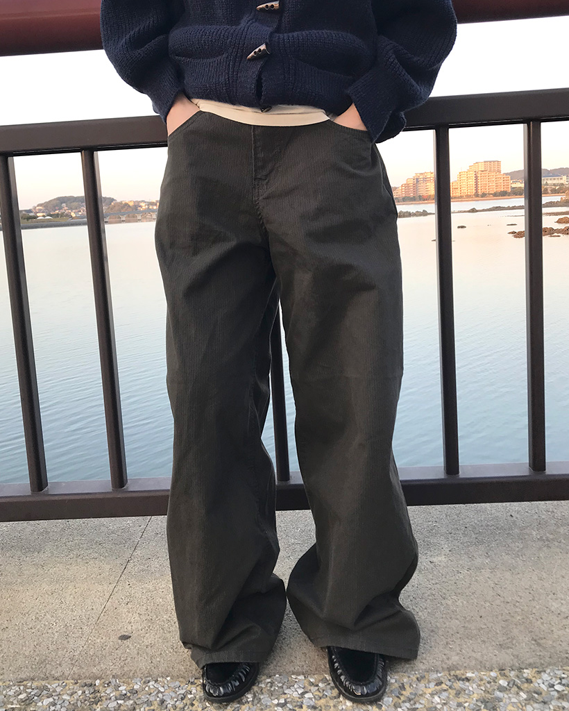 ピンストライプワイドコットンパンツ | ファッション通販サイト NUGU