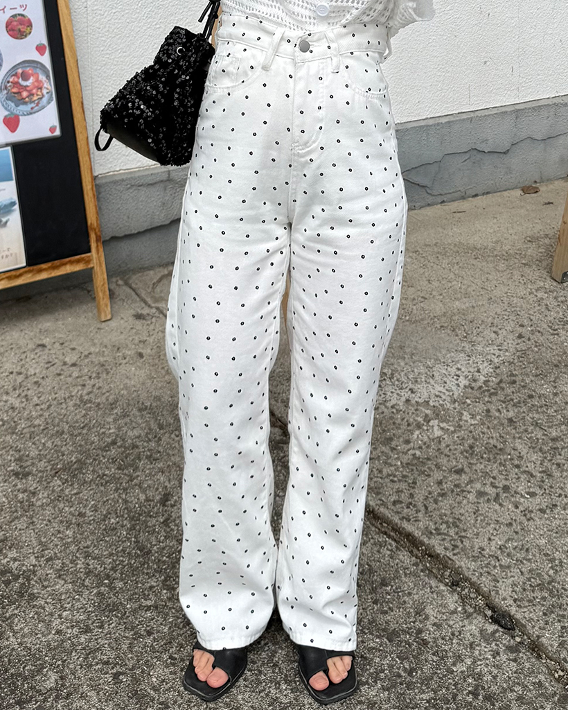 h&m 花柄 ワイドパンツ 38 - メルカリ