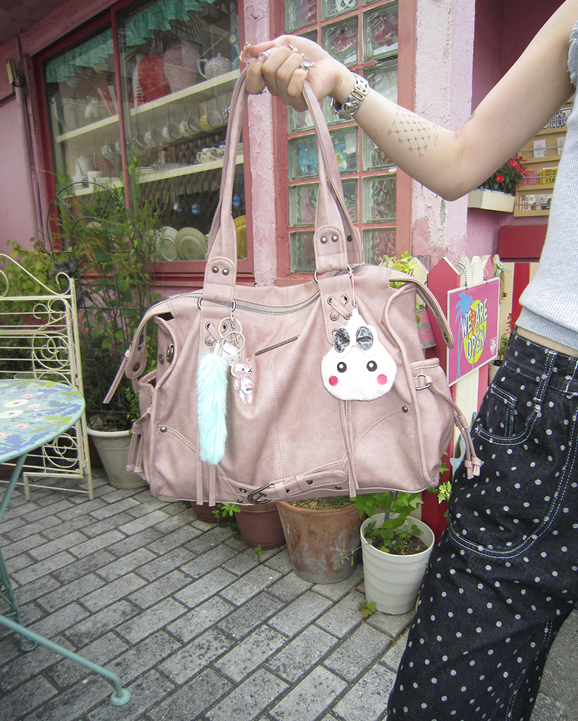★FANCY CLUB★ Belted Washed Leather Bag BABY PINK F25QE990 Belted Washing Leather Bag (Baby Pink) F25QE990 - FANCY CLUB