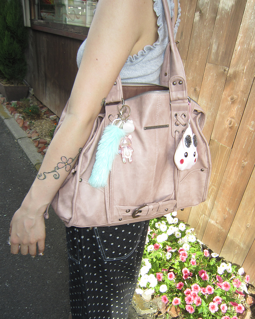 Fancy Club X haku] Belted Washing Leather Bag (Baby Pink
