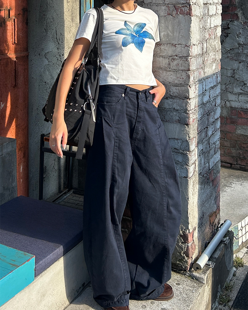 みるくてぃ ブルーハイビスカスクロップドスリムTシャツ | ファッション通販