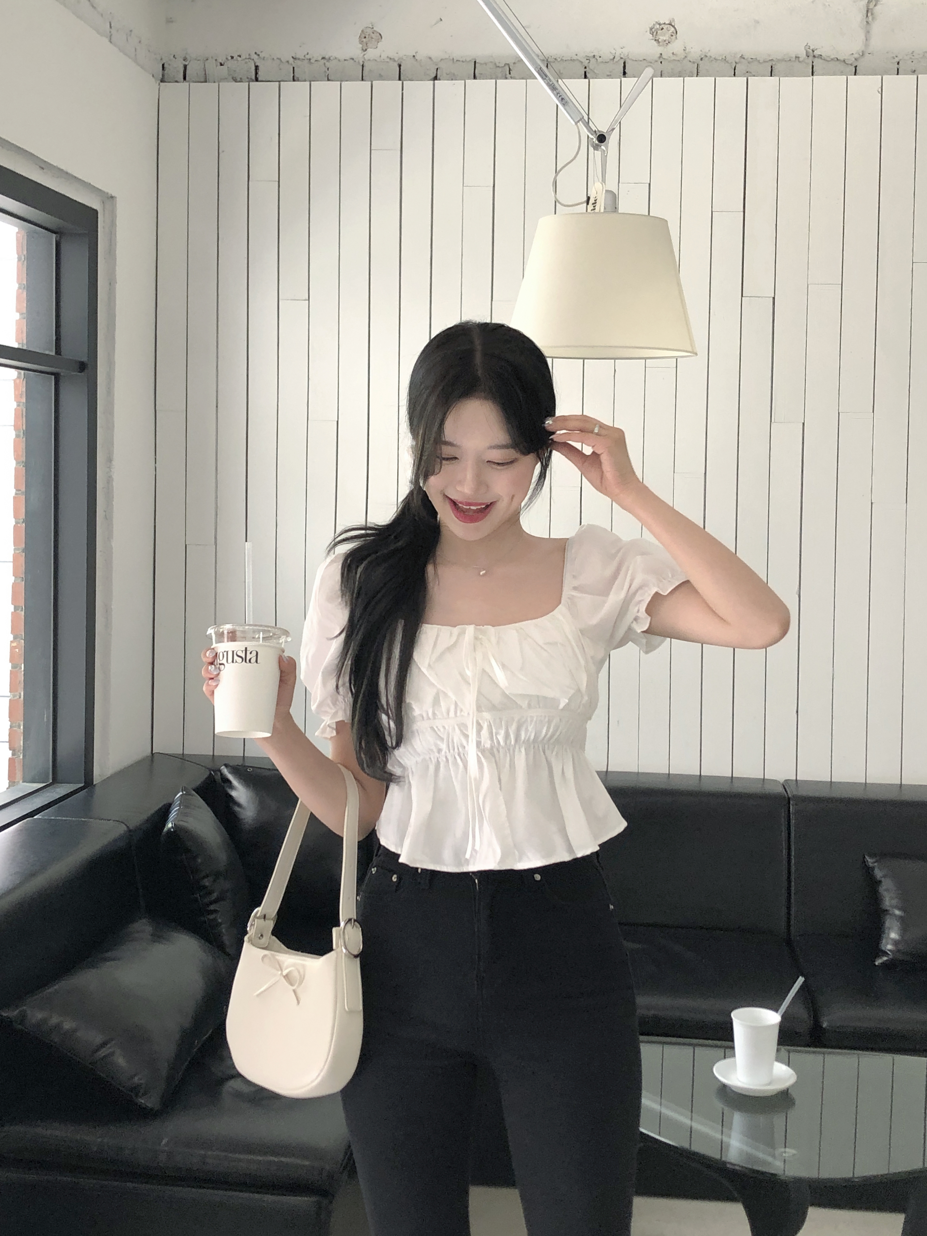 2WAYシャーリングタフタブラウス 2way Shirring Taffeta Blouse/2WAYシャーリングタフタブラウス