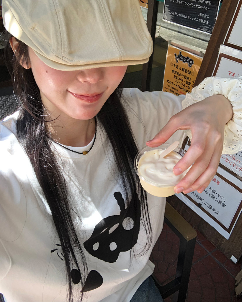 OHESHIO X sep19] APPLE DOT OVERFIT T-SHIRT, IVORY