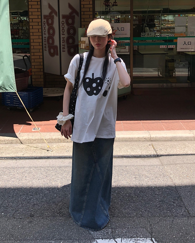 トップス oheshio APPLE DOT OVERFIT T-SHIRT OHESHIO X sep19] APPLE DOT OVERFIT T-SHIRT, IVORY