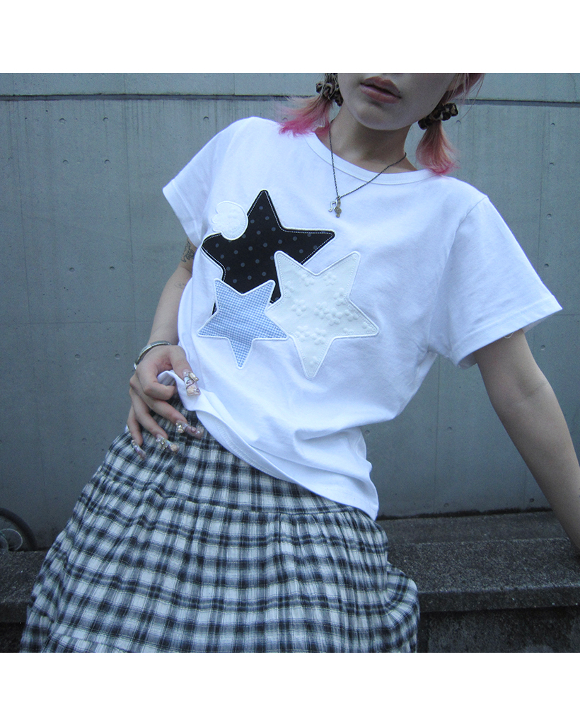 Fancy Club X haku] MIX STAR ANGEL PATCH TEE (WHITE) F25QB117