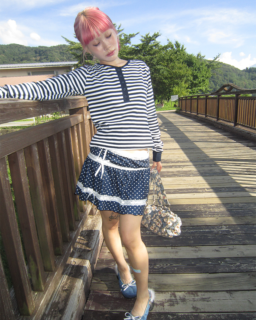 ドットリボンレースティアードマイクロミニスカート | ファッション