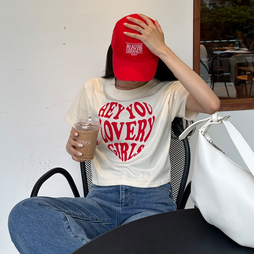 ラブリーハートクロップド半袖Tシャツ