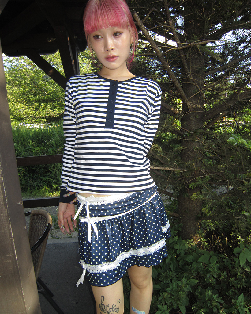 ドットリボンレースティアードマイクロミニスカート | ファッション