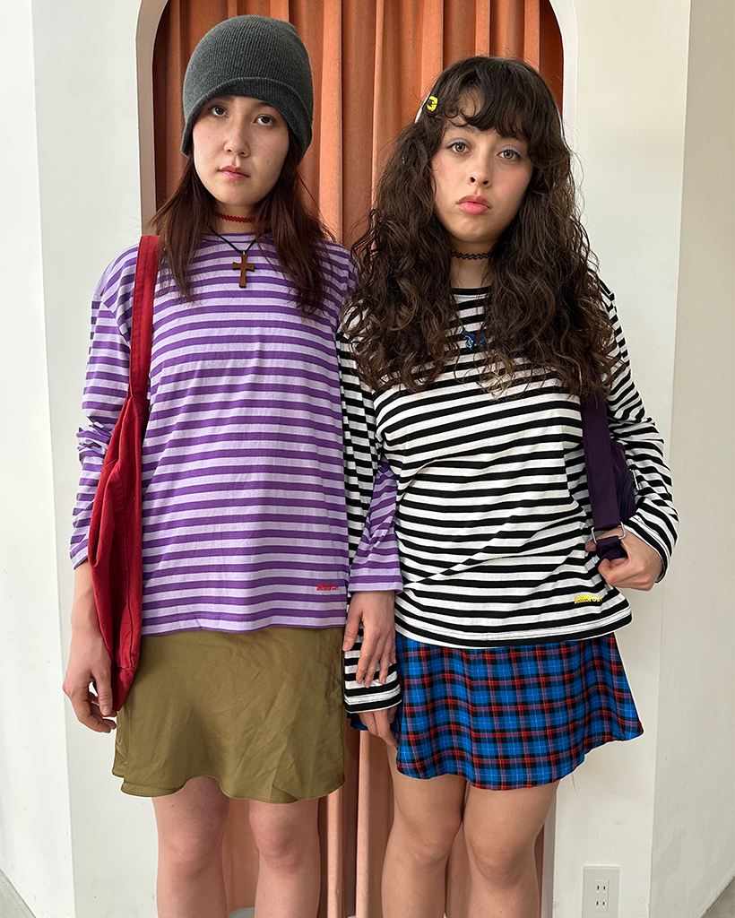 (ORIGINAL) ブロックロゴボーダーロングスリーブカットソー