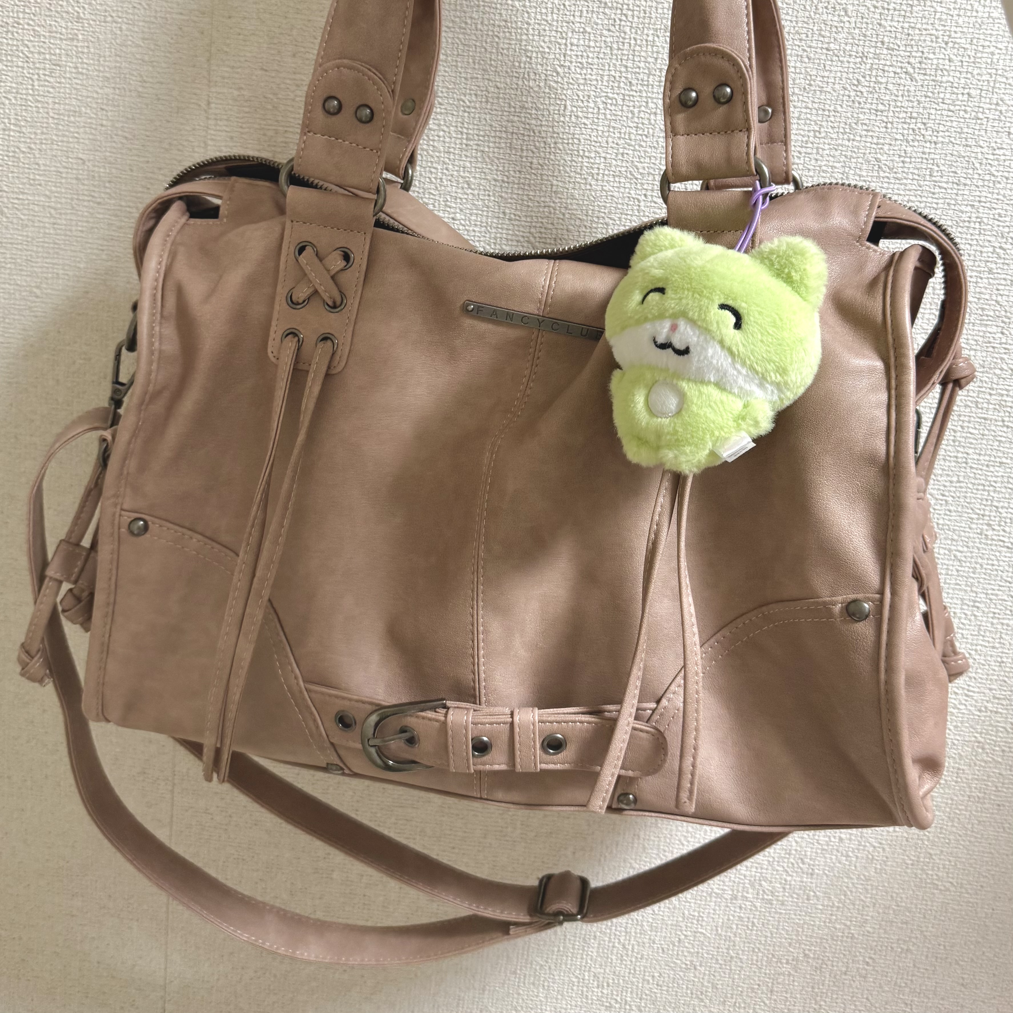Belted Washing Leather Bag (Baby Pink) F25QE990