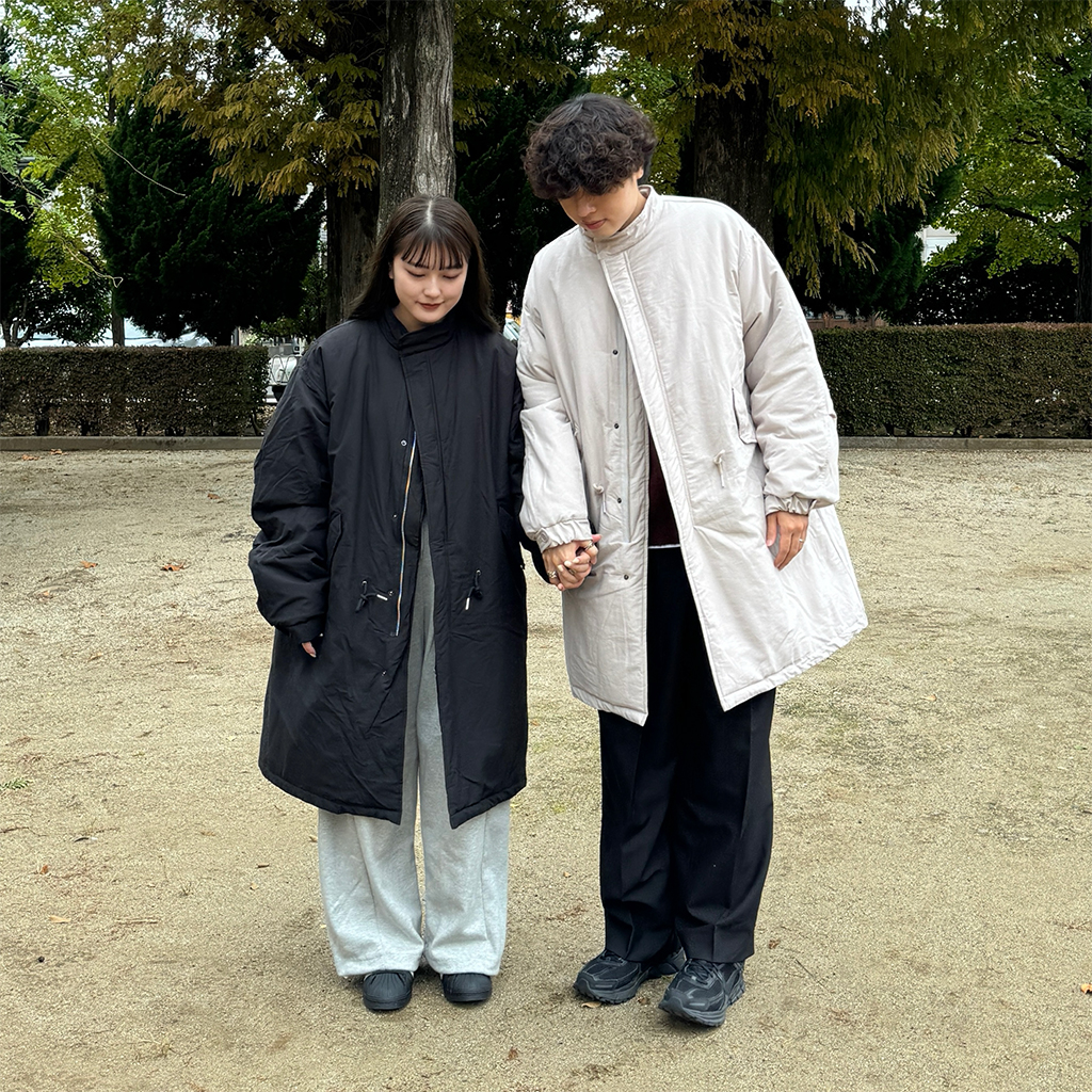 ユニセックス) キルティングロングミリタリージャケット